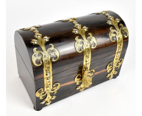 A&nbsp;Victorian brass bound coromandel stationery box, with domed top,&nbsp;height 16.5cm,&nbsp;length 23.5cm.Additional Inf
