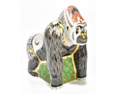 ROYAL CROWN DERBY; an animal paperweight 'Mountain Gorilla', complete with gold base button,&nbsp;height 15cm.Additional Info