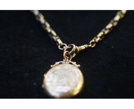 9ct Gold chain &amp; photo pendant Weight 24.5g Chain Length 25''