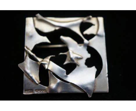 Designer silver abstract brooch 