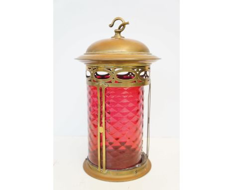 Cranberry glass/copper lantern 