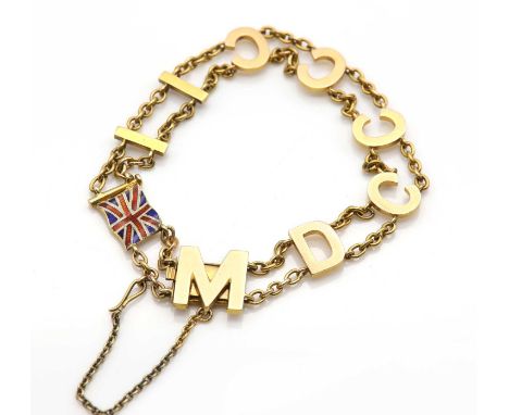 An Edwardian commemorative bracelet for the Coronation of Edward VII, c.1902,with two rows of trace chain with inserted block