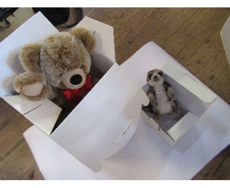 A boxed Steiff model, Bobby the Bear, together with a boxed Steiff meercat, Cockie,