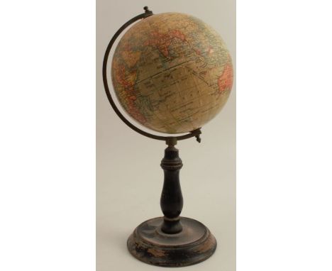 A Geographia Ltd six inch terrestrial globe, on a wooden stand