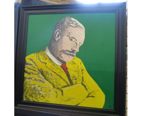 Lee Morris, acrylic on canvas, portrait of Elgar, monogrammed LM, 27.5ins x 27.5ins