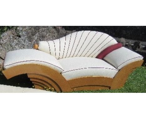 An Art Deco style chaise, "Marilyn" sofa ("Mitzi"), designed by Hans Hollein, for Poltronova 1981, in maple root wood, height