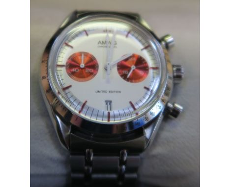 An AMWG Red Moon Chronograph stainless steel wrist watch, cased
