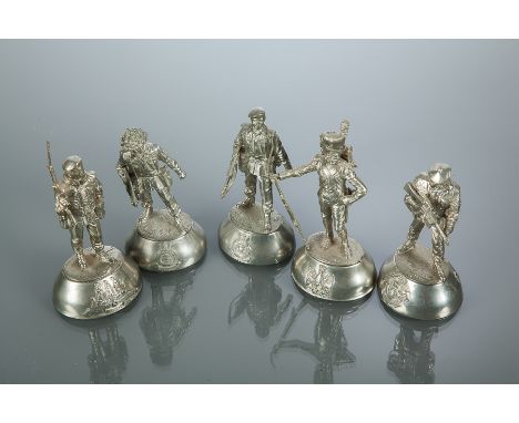 COLLECTION OF FIVE UNPAINTED MILITARY PEWTER FIGURINES
by Chas Stadden, including The King's Own Borderers, Army Catering Cor