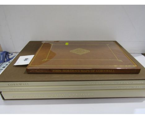 CORNWALL, John Norden's "Manuscript Maps of Cornwall", 1972 facsimile edition, also "The Cornwall Domesday" 1988 in 3 volumes