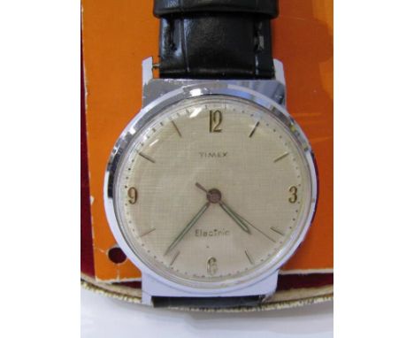 TIMEX ELECTRIC WRIST WATCH, 1962 made in West Germany, appears in good working condition, original box and papers 
