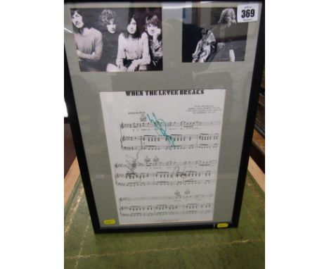 LED ZEPPELIN, signed sheet music "When the Levee Breaks" with Certificate of Authenticity  by S G Memorabilia 