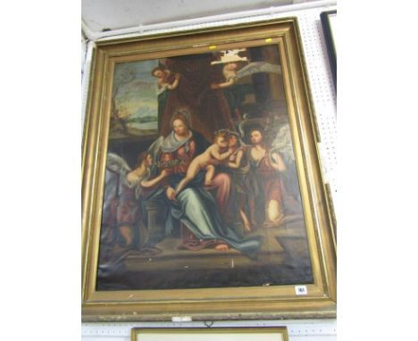 OLD MASTER, copy oil on canvas "Madonna and Child", 34" x 26" 