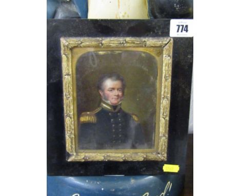 MILITARY PORTRAIT MINIATURE, oil on board "Captain Alexander Ellice", 6" x 4" 