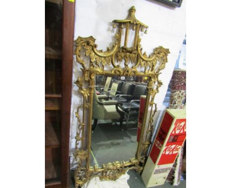 GEORGIAN DESIGN CARVED GILT WOOD CONSOLE MIRROR, in Chippendale taste, 63" height 32" width 