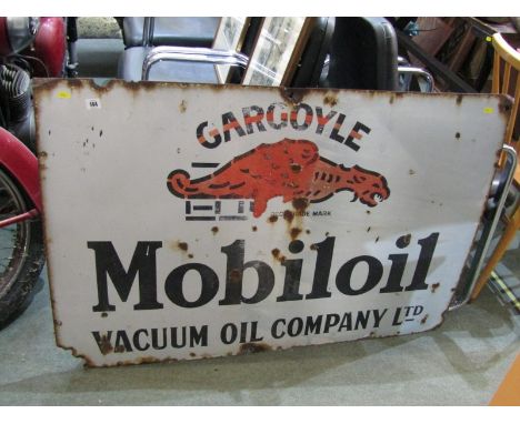 ENAMEL SIGN, Gargoyle "mobiloil" sign by the vacuum oil company ltd. 45" wide x 30" high 