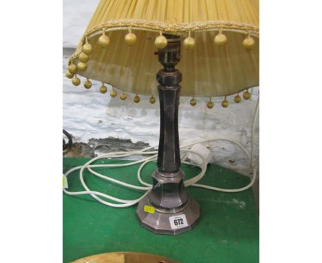 SILVER BASE TABLE LAMP, indistinct assay mark, 11" height 