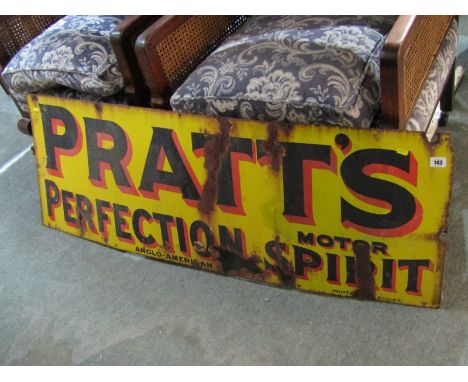 PRATT'S ENAMEL SIGN, Pratt's perfection motor oil sign A/F 52" wide x 19" high 