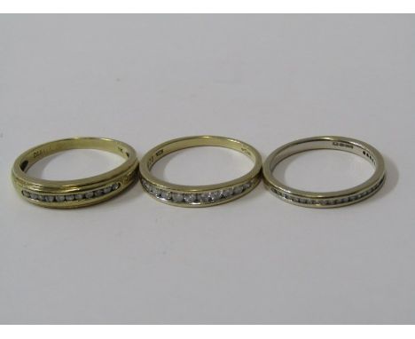 3, 9ct GOLD DIAMOND ETERNITY STYLE RINGS, size J/K/L 