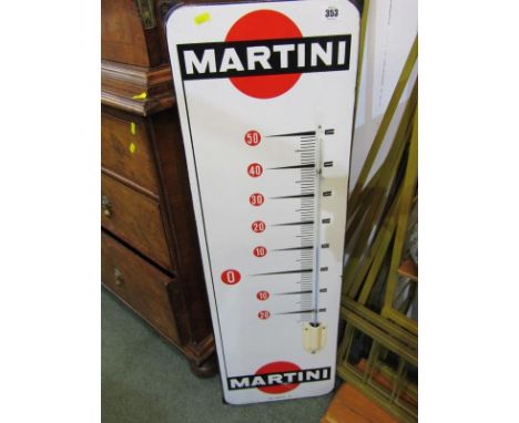 ADVERTISING, Martini enamelled and wall mounted thermometer, 38" height 