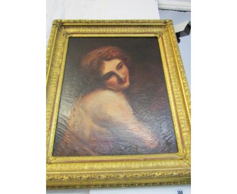 PORTRAIT, 19th Century oil on canvas "Portrait of Young Lady", 20" x 15" 
