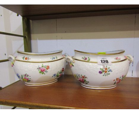 EARLY SPODE, pair of 19th Century Spode oval floral decorated sucriers, pattern no 1918 