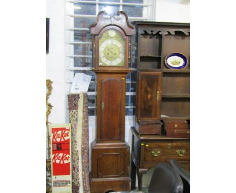 GEORGIAN 8 DAY LONG CASE CLOCK by Walter Turnbull of Calton, brass breakarch face with sea serpent applied decoration, cross 