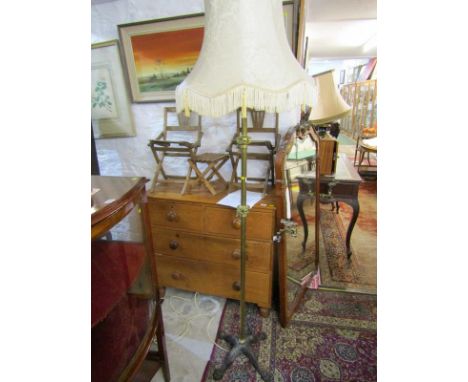 VINTAGE LIGHTING, brass adjustable standard lamp on cast iron floor base 