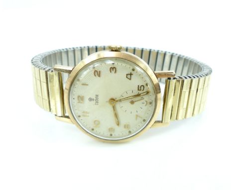 A vintage gentleman's Tudor by Rolex wrist watch with a 9ct yellow gold case, stamped inside “ROLEX 375”, on a fixo-flex stra