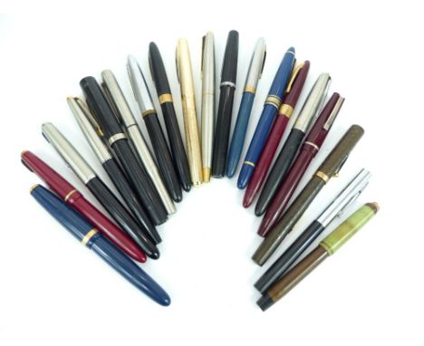 Twenty vintage fountain pens (four with 14kt gold nibs), Parker, Sheaffer, Pilot, Estarbrook, Osmiroid and others