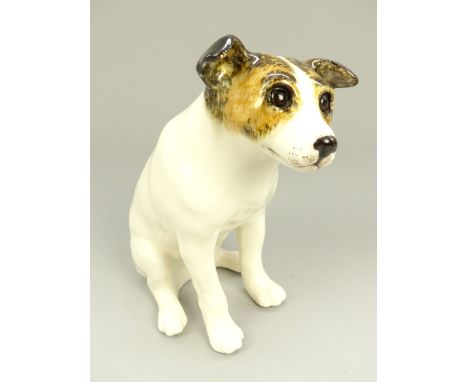 Contemporary ceramic dog, modelled as Nipper, the HMV dog, 31cm h