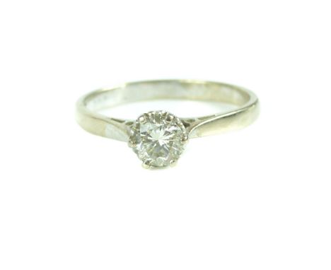 Diamond solitaire engagement ring, the diamond approx. 0.4ct, on 18ct white gold shank, 2.4g