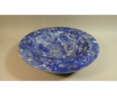 A Large Blue Glazed Circular Ceramic Bowl, 50cm Diameter 