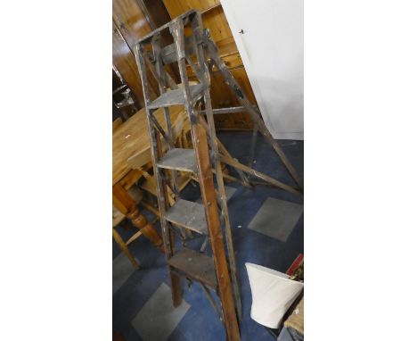 A Vintage Four Step Wooden Step Ladder 