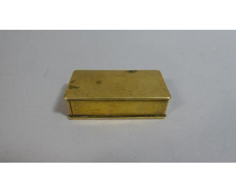 A 19th Century Rectangular Brass Snuff Box with Hinged Side Section, 8cm Long 