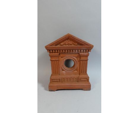 A Terracotta Clock Surround of Architectural Form, 28cm High 