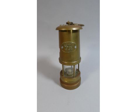 A Brass Miner's Safety Lamp, Cymru, 22cm high 