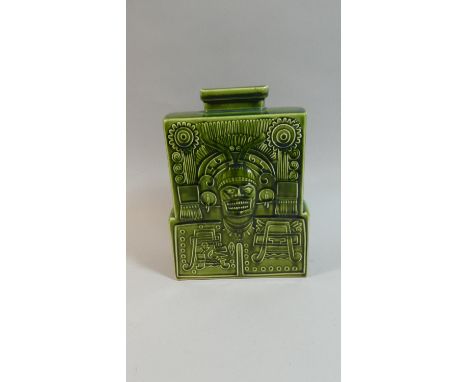 A Holkham Green Glazed Ceramic Table Lamp with Geometric Aztec Decoration, 23cm High 