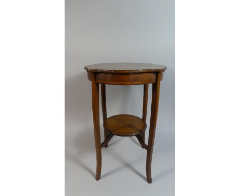 An Edwardian Shaped Top Inlaid Mahogany Occasional Table with Circular Stretcher Shelf, 52cm High 