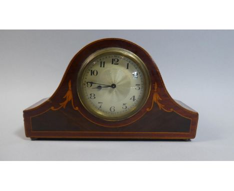 An Edwardian Inlaid Mahogany Mantle Clock, French Movement, 24.5cm Wide 