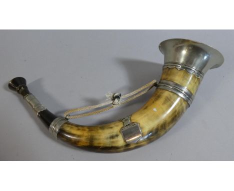 A Silver Plate Mounted Hunting Horn 