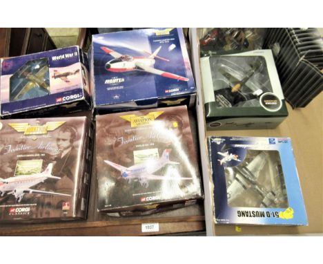 Box containing a quantity of Corgi aviation models 