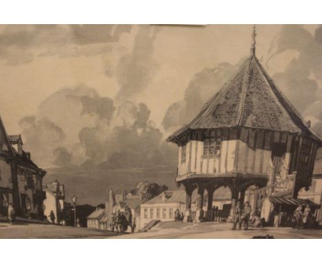 Leonard Squirrel, artist signed monochrome print, view of Wymondham, 8.5ins x 11ins, framed 