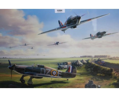 Nicholas Trudgian, Limited Edition coloured print, No. 208 of 210, ' For King and Country, The Battle of Britain ', signed by