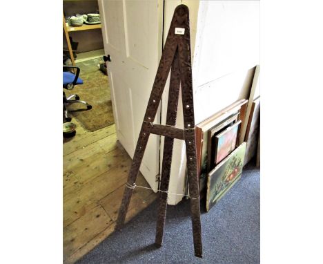 Small Indian carved hardwood easel, 54ins high 
