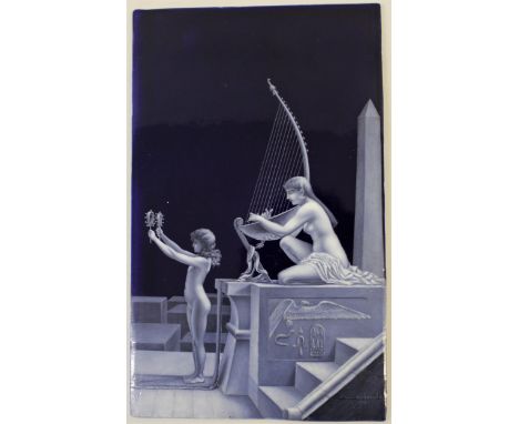 T.J. Bott, 19th Century pate-sur-pate rectangular porcelain plaque depicting an Egyptian scene, signed and dated 1885, inscri