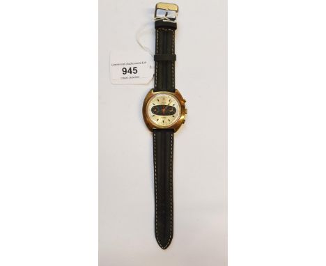 Avia Olympic gentleman's gold plated chronometer wristwatch, the silvered dial with centre seconds and two subsidiary dials, 