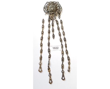 Late Victorian silver chatelaine with Whispers design (for restoration) 