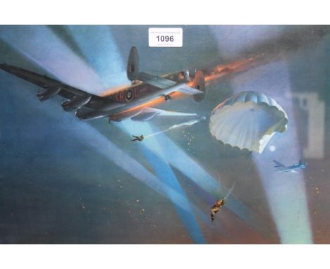 Frank Wootton, Limited Edition No. 538 of 850, coloured print ' Lancaster Bail Out ', signed by the artist and two others inc