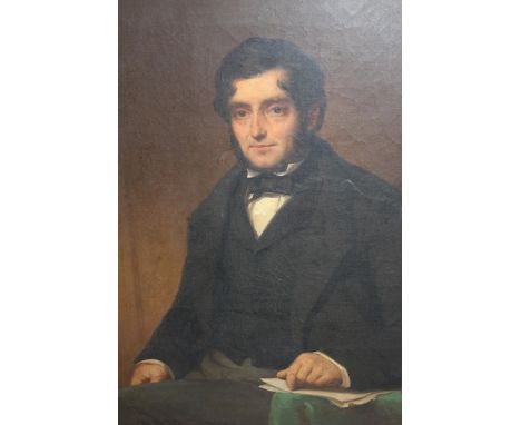 19th Century English School, portrait of a seated gentleman, period gilt framed, 17.5ins x 14ins 