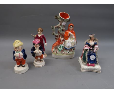 Royal Worcester figure, titled ' Parakeet ', modelled by F.G. Doughty, Staffordshire figure of a seated Queen, a flatback and